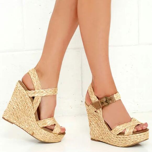 Natural Rafia Platform Shoe main image 1